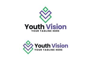 jeunesse vision social un service organisation logo conception vecteur