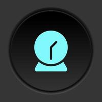 rond bouton icône, alarme, horloge. bouton bannière rond, badge interface pour application illustration sur foncé Contexte vecteur