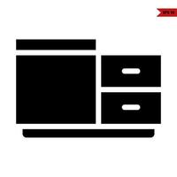 icône de glyphe de tiroir vecteur