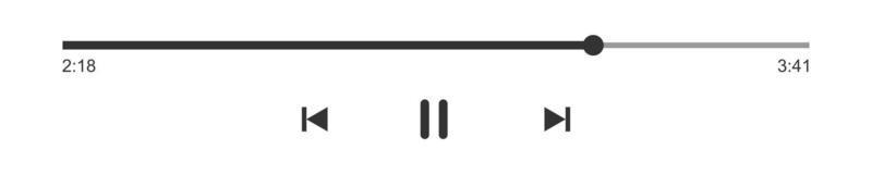 le progrès chargement bar de l'audio ou vidéo joueur avec temps glissière, pause, rembobiner et vite vers l'avant boutons. contour modèle de médias joueur relecture panneau interface vecteur