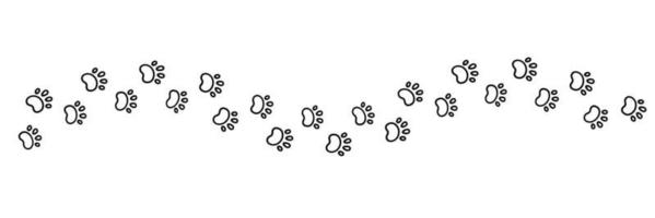 chien patte impression vague doubler. mignonne chat empreinte de patte. animal de compagnie pied piste. noir chien étape silhouette. Facile griffonnage dessin. vecteur illustration isolé sur blanc Contexte