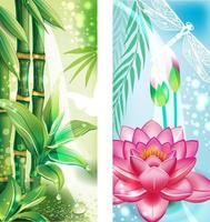 verticale bannières avec bambou et lotus vecteur