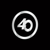 40 anniversaire célébration cercle argent numéro vector illustration de conception de modèle