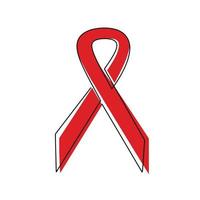 une ligne continue de ruban de badge. soutenir et prévenir le sida isolé sur fond blanc. journée mondiale du sida contre le VIH 1er décembre. sensibilisation ruban rouge concept contour illustration vectorielle de conception minimale vecteur