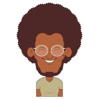 afro homme sourire visage dessin animé mignonne vecteur