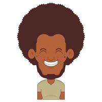 afro homme sourire visage dessin animé mignonne vecteur