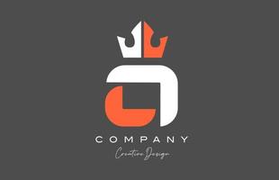 Orange gris blanc o alphabet lettre logo icône conception. Créatif Roi couronne modèle pour entreprise et affaires vecteur