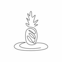 ananas dessiné à la main sur une assiette. ligne continue de fruits tropicaux frais sur des couverts isolés sur fond blanc. concept de restaurant des aliments sains. main dessiner illustration vectorielle de conception pour café ou magasin vecteur