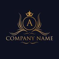 Royal or monogramme. ancien logo conception avec couronne. une lettre logo conception vecteur