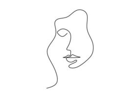 affiche abstraite avec un dessin au trait minimal beau visage de femme. mannequin de beauté avec un fond blanc. le concept de soins de beauté de la peau pour les jeunes modèles féminins. illustration de croquis de vecteur