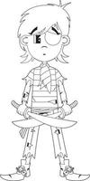 mignonne dessin animé cape et d'épée pirate personnage avec cache-oeil vecteur