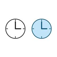 l'horloge logo icône illustration coloré et contour vecteur