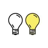 ampoule logo icône illustration coloré et contour vecteur