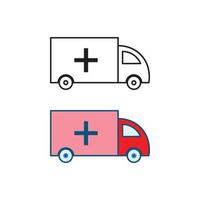 ambulance médical voiture logo icône illustration coloré et contour vecteur