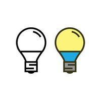 ampoule logo icône illustration coloré et contour vecteur