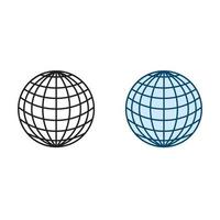 globe monde logo icône illustration coloré et contour vecteur