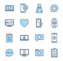 jeu d'icônes de santé en ligne vecteur
