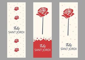 signet sant jordi, fleur et cœur icône vecteur