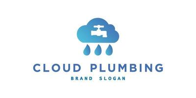 nuage plomberie logo avec moderne style prime vecteur