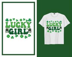 chanceux fille st patrick's journée t chemise typographie conception vecteur illustration