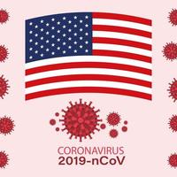 bannière de coronavirus avec conception de vecteur de drapeau usa