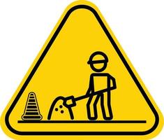 en dessous de construction avertissement route signe. vecteur illustration de Jaune Triangle signe avec travail homme icône à l'intérieur. route travail circulation signe. dangereux zone pour conducteur. mise en garde symbole.