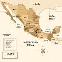 Mexique pays carte avec alentours frontière vecteur