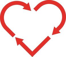 cœur marque icône qui consiste de flèches. rouge vecteur. vecteur