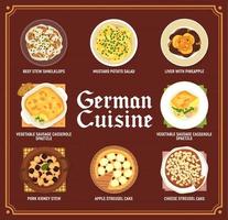 allemand cuisine menu, Allemagne nourriture vaisselle et repas vecteur