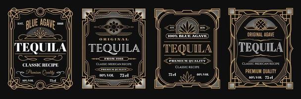 ancien Tequila Étiquettes, de l'alcool cadres arrière-plans vecteur