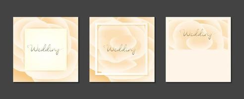 cartes d'invitation de mariage minimales avec des fleurs et des couleurs douces vecteur