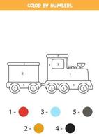 train de dessin animé de couleur par numéros. feuille de calcul de transport. vecteur