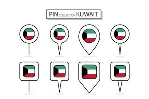 ensemble de plat épingle Koweit drapeau icône dans diverse formes plat épingle icône illustration conception. vecteur