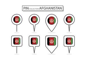ensemble de plat épingle afghanistan drapeau icône dans diverse formes plat épingle icône illustration conception. vecteur