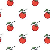 mignonne rouge tomate sans couture modèle dans griffonnage style. vecteur main tiré dessin animé tomate illustration. main tiré esquisser de tomate. modèle pour des gamins vêtements.