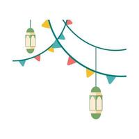 islamique lanterne illustration. symboles de Ramadan Moubarak, pendaison or lanternes, arabe les lampes, lanternes lune, lanterne élément, étoile, art, vecteur et illustration