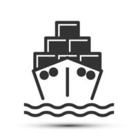 Facile bateau porter conteneur boîte solide icône, transport et océan la logistique en relation concept sur le blanc Contexte pour ux, ui conception vecteur