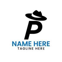 lettre p messieurs chapeau logo conception concept avec cow-boy chapeau icône modèle vecteur