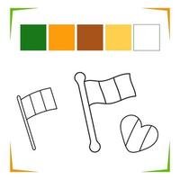 drapeau coloration page. vecteur éducatif feuille de travail coloré par goûter. peindre Jeu préscolaire des gamins