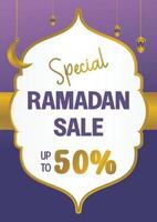 modifiable Ramadan vente affiche modèle. avec le lune et d'or lanternes. conception pour social médias et la toile. vecteur illustration