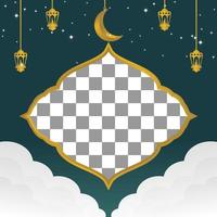 modifiable Ramadan vente affiche modèle. avec papier découpé ornements, lune et lanternes. conception pour social médias et la toile. vecteur illustration