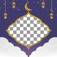 modifiable Ramadan vente affiche modèle. avec papier découpé ornements, lune et lanternes. conception pour social médias et la toile. vecteur illustration