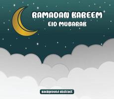 modifiable Ramadan vente affiche modèle. avec papier découpé ornements, lune et étoiles. conception pour social médias et la toile. vecteur illustration