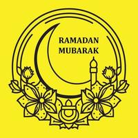 Ramadan Karim, Ramadan mubarak islamique salutation carte élément conception noir contour vecteur isolé sur Jaune Contexte.