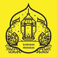 Ramadan Karim, Ramadan mubarak islamique salutation carte élément conception noir contour vecteur isolé sur Jaune Contexte.