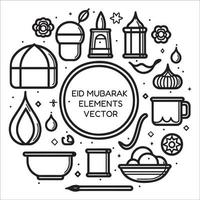 ensemble de eid Moubarak, eid Al fitr éléments Icônes vecteur illustration isolé sur blanc Contexte