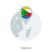 comores carte et drapeau, vecteur carte icône avec Souligné comores