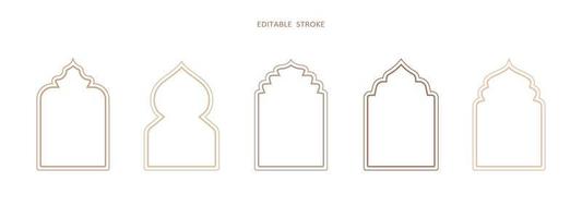 islamique vecteur forme de une fenêtre ou porte cambre. arabe Cadre ensemble. islamique modifiable contour icône