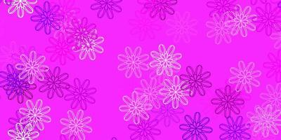 motif de doodle vecteur violet clair, rose avec des fleurs.