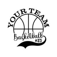 votre équipe basketball 23 typographie vecteur T-shirt